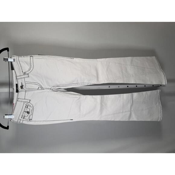 NWT True Religion Joey Low Rise Flare Big T Flap Jeans Size 24 White 31” Inseam - Picture 4 of 10
